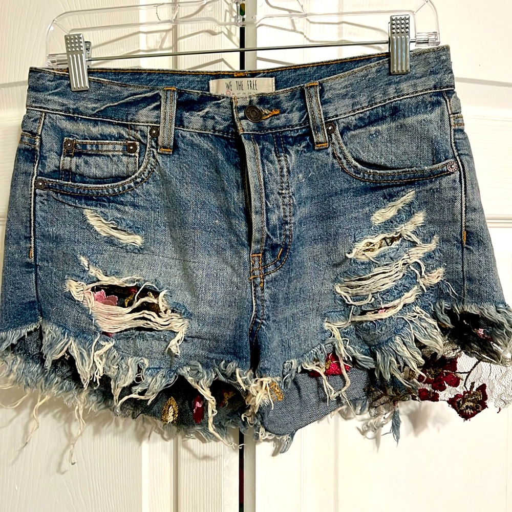 Free People Lace Jean Shorts